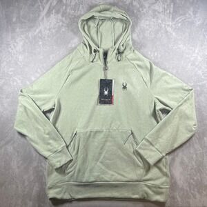 NWT Spyder Active Mens Large Sage Green Quarter Zip Athletic Performance Hoodie